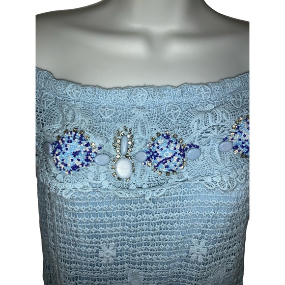 Boston Proper Long Dress Blue Cotton Blend Boho Size s - Picture 6 of 6